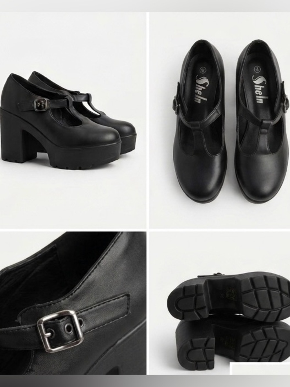 *BRAND NEW* Chunky Black T-Strap Platform Mary Jane Heels - Size 8